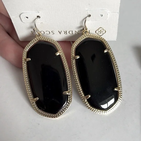 Lot of 2x [Kendra Scott] Danielle Faceted Drop Earrings Red/Gold & Black/Gold - Picture 10 of 15